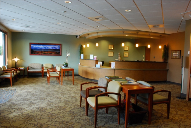 The Rececption area at Bellingham Eye Physicians is clean, spacious, and comfortable